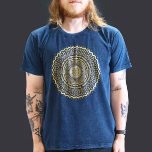 Large Stone Washed T-Shirt - Mandala - Blue