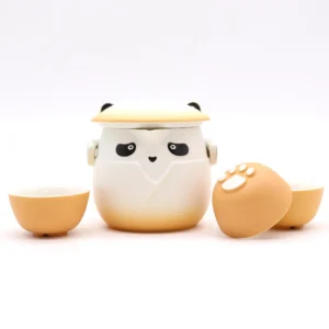 Panda Teapot Set and Three Cups - Orange