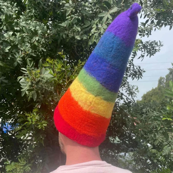 Felted Sauna Wizard Hat - Rainbow