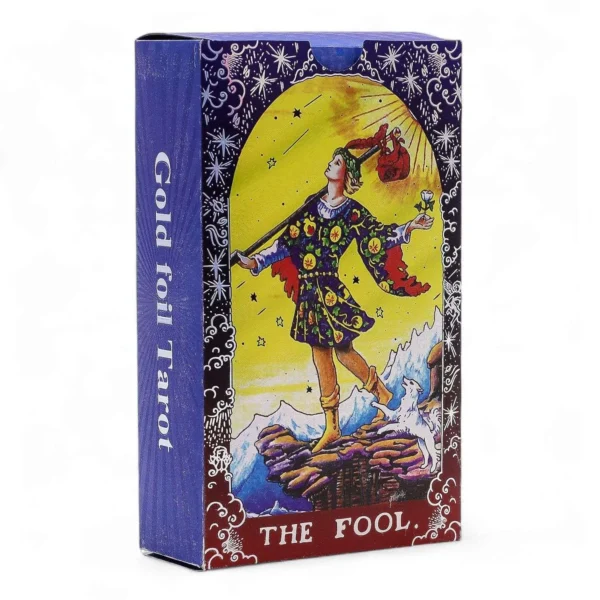 bG9jYWw6Ly9tZWRpYS9TTi84RC82MFIzMEMxSjY0Uks4RFNOL2IxN2ZiOGI1LmpwZw.webp Blue Foil Tarot Card Set - Mandala - with booklet