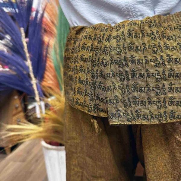 Yoga and Festival Pants - Thai Fisherman  Mandala Mantra on Orange