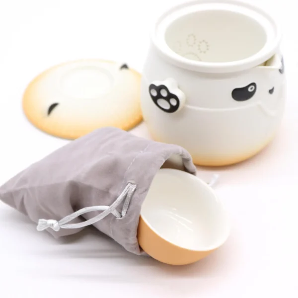 Panda Teapot Set and Three Cups - Orange