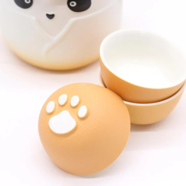 Panda Teapot Set and Three Cups - Orange