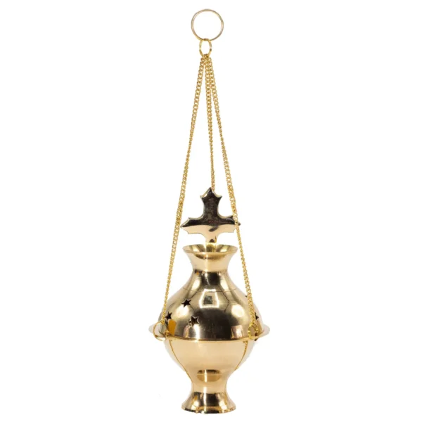 Hanging Brass Incense Burner with cross