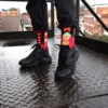 Man wearing funky socks from the FunkyStride collection