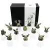 Gift Set of 12 Bottom Up Shot Glasses (25ml) - Forest and Mystical Creatures - Antique Bronze