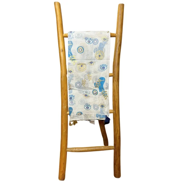 Nomad Sari On the Med Collection - Pareo - White - Blue and Gold Evil Eye Design