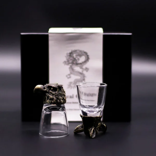 bG9jYWw6Ly9tZWRpYS85Ry9DRS82MFIzMEMxSjY0UktDRTlHL2VmYzk4MTY5LmpwZw.webp Gift Set of 6 Shot Glasses (50ml) - Wild Forest Creatures - Antique Bronze