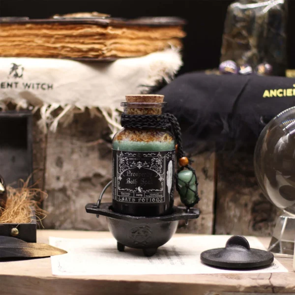 bG9jYWw6Ly9tZWRpYS85Si8yQy82MFIzMEMxSjY0U0syQzlKLzU1NGViMThlLmpwZw.webp Ancient Witch Bath Spell Potion and Aventurine Crystal Amulet - Prosperity