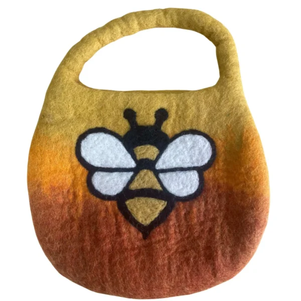 bG9jYWw6Ly9tZWRpYS85Si9KRC82MFIzMEMxSDc0UzNKRDlKL2NkYTNjZDlmLmpwZWc.webp Water Felted Bee Bag - One Handle with Magnet - Sunrise Orange