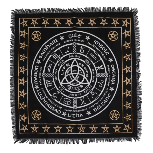 Esoteric Fringed Altar Cloth: Life Death Rebirth Fringed Altar Cloth - Life Death Rebirth