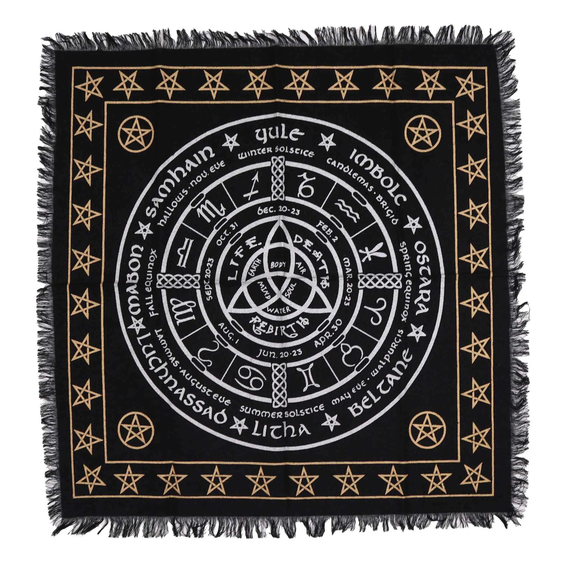 Esoteric Fringed Altar Cloth: Life Death Rebirth