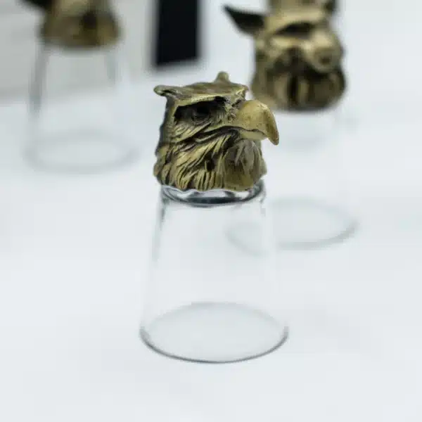 Gift Set of 12 Bottom Up Shot Glasses (25ml) - Forest and Mystical Creatures - Antique Bronze