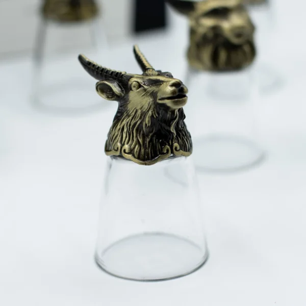 Gift Set of 12 Bottom Up Shot Glasses (25ml) - Forest and Mystical Creatures - Antique Bronze