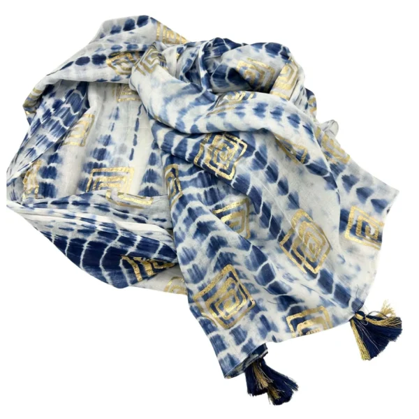 bG9jYWw6Ly9tZWRpYS85Ti9DRC82MFIzMEMxSDc0UzNDRDlOL2I3NDUyNzFkLmpwZWc.webp Nomad Sari On the Med Collection - Pareo - Blue Tie Dye and Block Print