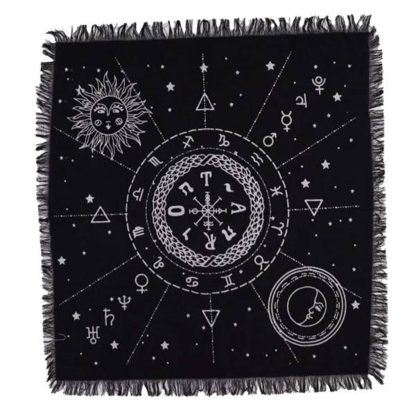 Esoteric Fringed Altar Cloth -  Moon and Sun Chart