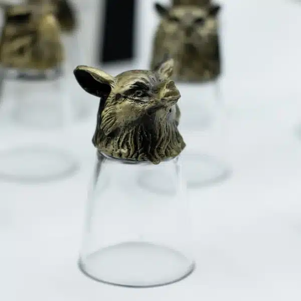 Gift Set of 12 Bottom Up Shot Glasses (25ml) - Forest and Mystical Creatures - Antique Bronze