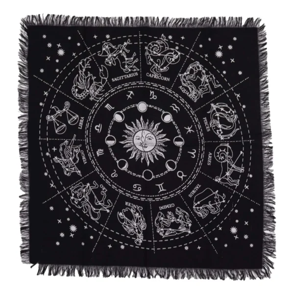 Esoteric Fringed Altar Cloth Horoscope - Moon and Sun Chart