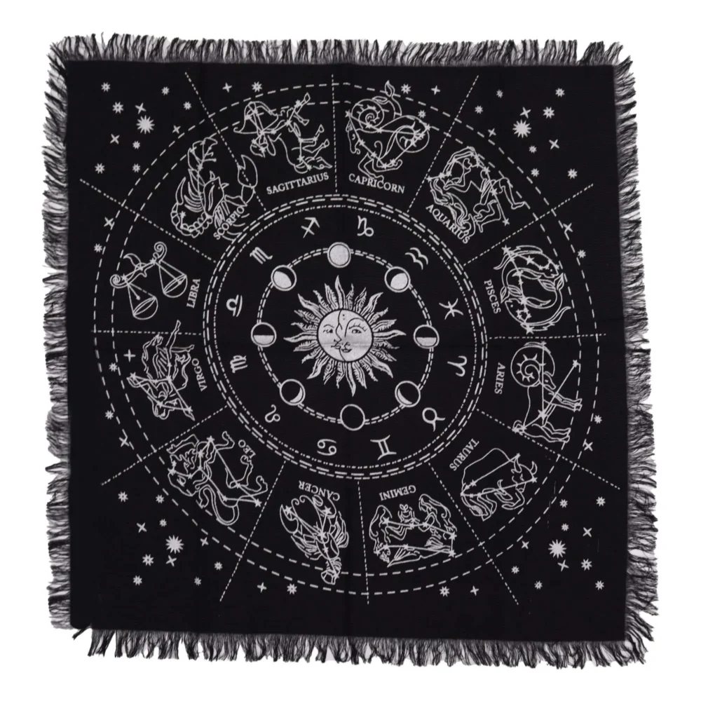 Esoteric Fringed Altar Cloth Horoscope - Moon and Sun Chart