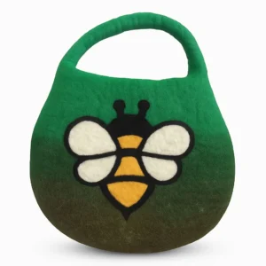 felted bag with bee green