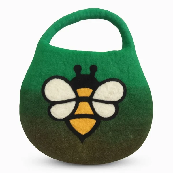 felted bag with bee green