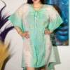 Nomad Sari On the Med Collection - Kaftan - White, Turquoise and Gold Fish Design