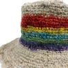 Hand-Knited Hemp And Cotton Boho Festival Hat - Rainbow