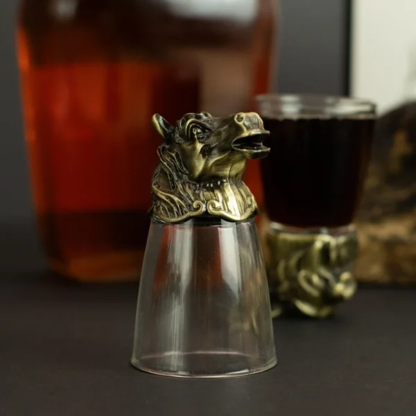 Gift Set of 12 Bottom Up Shot Glasses (25ml) - Forest and Mystical Creatures - Antique Bronze