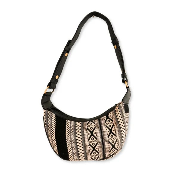 bG9jYWw6Ly9tZWRpYS8xUC9FRC82MFIzMEMxRzZXVDNFRDFQLzY4ZWRmYjQ0LmpwZWc.webp Jacquard Hobo Bag - Grey Metro (black strap)