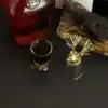Gift Set of 12 Bottom Up Shot Glasses (25ml) - Forest and Mystical Creatures - Antique Bronze