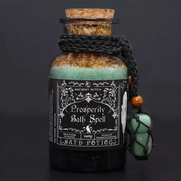 bG9jYWw6Ly9tZWRpYS8xUS8yQy82MFIzMEMxSjY0U0syQzFRL2Y4NThmNjJjLmpwZw.webp Ancient Witch Bath Spell Potion and Aventurine Crystal Amulet - Prosperity