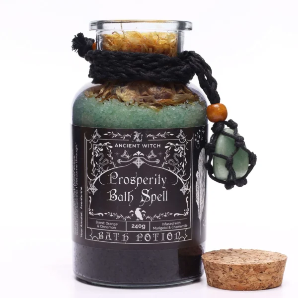 bG9jYWw6Ly9tZWRpYS8xUy8yQy82MFIzMEMxSjY0U0syQzFTLzQxZjEwOTkwLmpwZw.webp Ancient Witch Bath Spell Potion and Aventurine Crystal Amulet - Prosperity