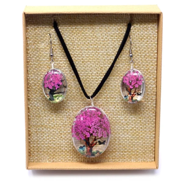 Pressed Flowers – Tree of Life set – Bright Pink