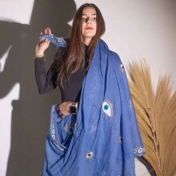 Nomad Sari On the Med Collection - Pareo - Sea Blue and Gold Fish Design