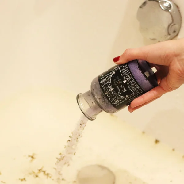 Ancient Witch Bath Spell Potion and Rock Crystal Amulet - Cleansing