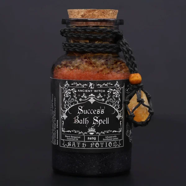 Ancient Witch Bath Spell Potion and Citrine Crystal Amulet - Success