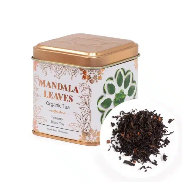 Mandala Leaf Organic Tea in a tin to keep the tea fresh