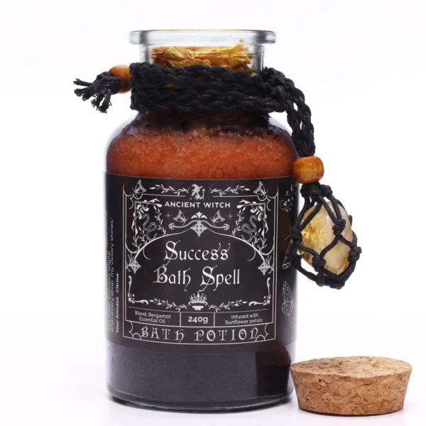 Ancient Witch Bath Spell Potion and Citrine Crystal Amulet - Success