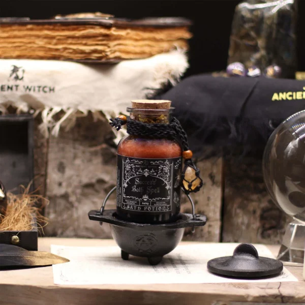Ancient Witch Bath Spell Potion and Citrine Crystal Amulet - Success