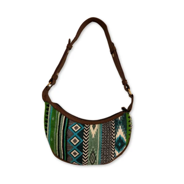 bG9jYWw6Ly9tZWRpYS9TUy9FQy82MFIzMEMxRzZXVDNFQ1NTLzI5NTA4MmZlLmpwZWc.webp Jacquard Hobo Bag - Bold Greens (brown strap)