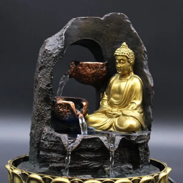 bG9jYWw6Ly9tZWRpYS85UC8wRC82MFIzMEMxRzZSVkswRDlQL2VjNDM4YjhkLmpwZWc.webp Tabletop Water Feature - 30cm - Golden Meditating Buddha