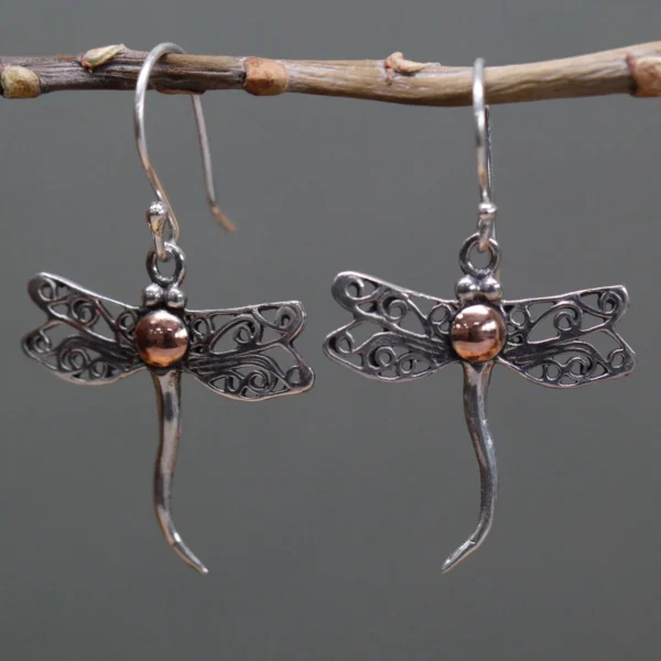 Silver and Gold Earring - Dragonflies