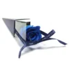 Elegant blue soap rose in a clear triangular gift box with navy ribbon reading “Special For You”.