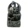 Tabletop Water Feature Fantasy purple dragon resin fountain with glowing LED orb and cascading stone water feature.