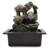 Elephant Tabletop Fountain Resin Sculpture Grey - Crystal Ball Grey resin elephant tabletop fountain with crystal ball and cascading water feature.