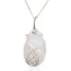 Moonstone Pendant Necklace Silver Wire Wrapped Iridescent Glow Elegant silver wire-wrapped moonstone pendant necklace with iridescent glow on a delicate chain.