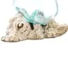 Turquoise Glass Bowl Driftwood Sculpture - Coastal Handcrafted Decor A turquoise glass bowl fused with natural driftwood forming a handcrafted coastal decorative sculpture.