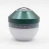A portable green and white dome-shaped smart lantern with handle and control buttons.
