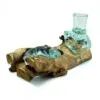 Molten Glass Small Flower Vase and Tealight Holder on Wood