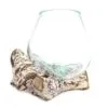 Hand-Blown Glass Bowl Driftwood Base - Clear Rustic Design Clear hand-blown glass bowl fused to natural driftwood base, rustic coastal decorative art piece.